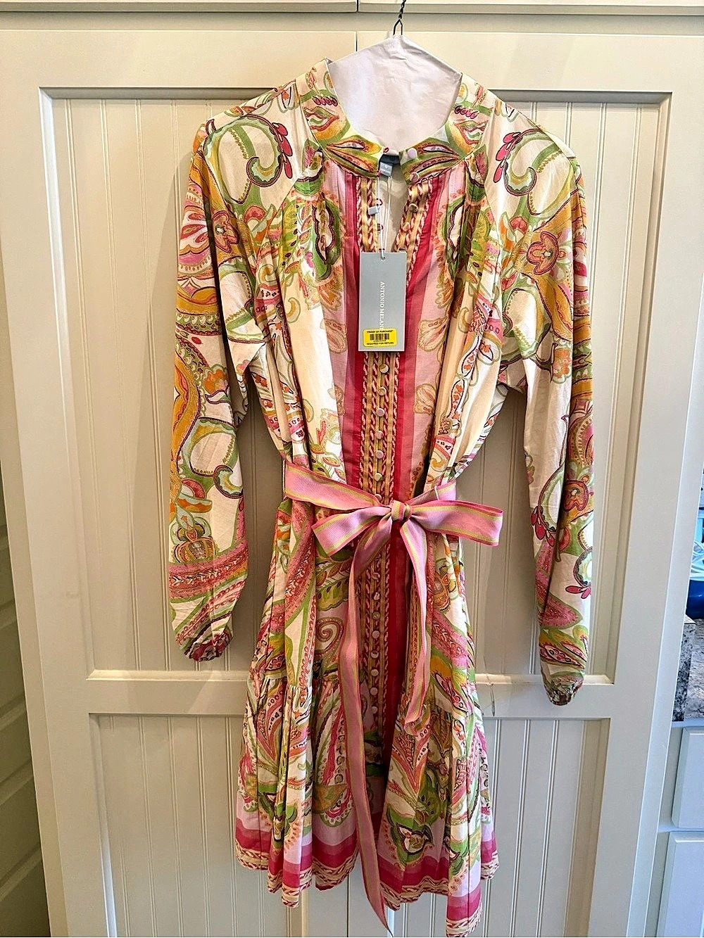 Dress the Population DRS BRYNN PRINT Paisley Midi Dress Pink & Green Size 6 NWT